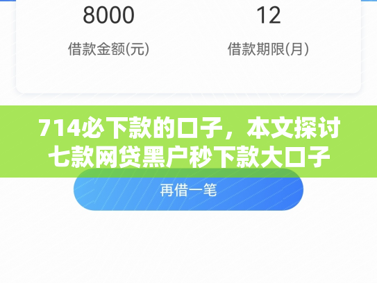 714必下款的口子，本文探討七款網貸黑戶秒下款大口子