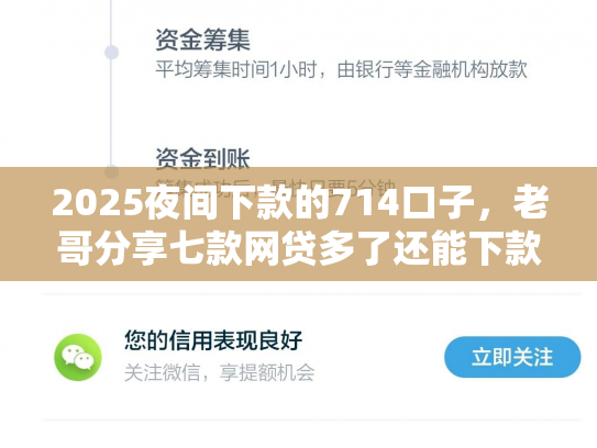2025夜間下款的714口子，老哥分享七款網貸多了還能下款的口子